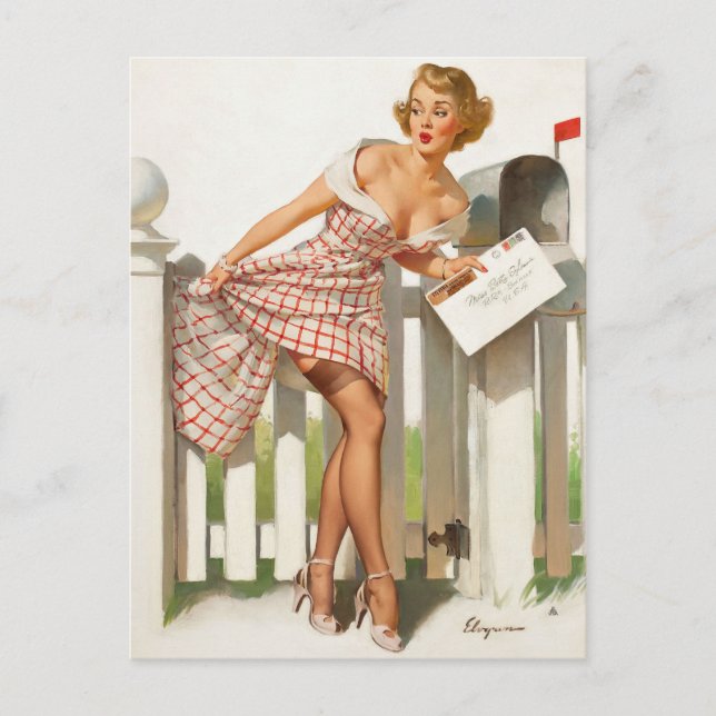 Miss Sylvania's Mishap Pin Up Art Postcard (Front)