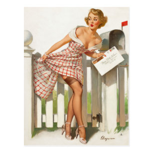 Miss Sylvania's Mishap Pin Up Art Postcard