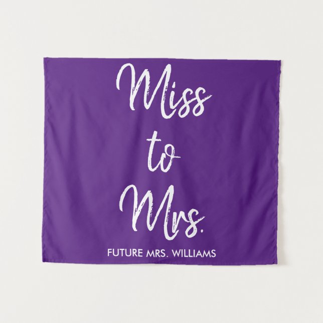 Miss to Mrs Backdrop Purple & White Bridal Shower Tapestry (Front (Horizontal))