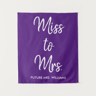Miss to Mrs Backdrop Purple White Photo Booth Prop Tapestry