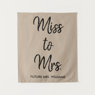 Miss to Mrs Backdrop Tan Bridal Shower Photo Booth Tapestry