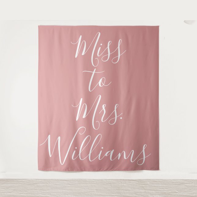 Miss to Mrs Banner Bridal Shower Backdrop Pink Tapestry (Front)
