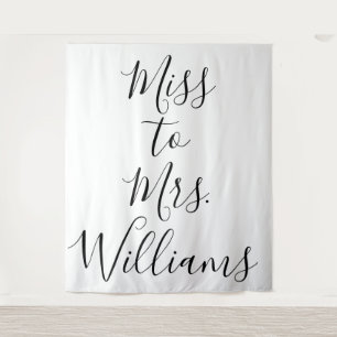Miss to Mrs Banner Bridal Shower Backdrop Tapestry