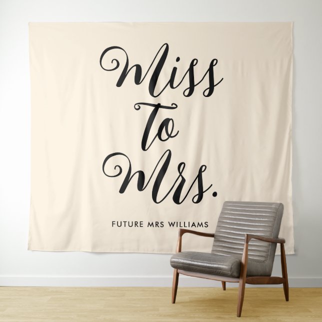 Miss to Mrs Banner Modern Boho Bachelorette Tapestry (In Situ (Horizontal))