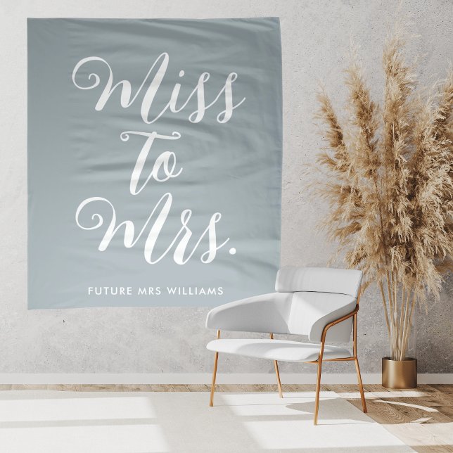 Miss to Mrs Banner Modern Bridal Shower Backdrop Tapestry (Modern miss to mrs bridal shower backdrop is the perfect personalised bridal shower photo booth)