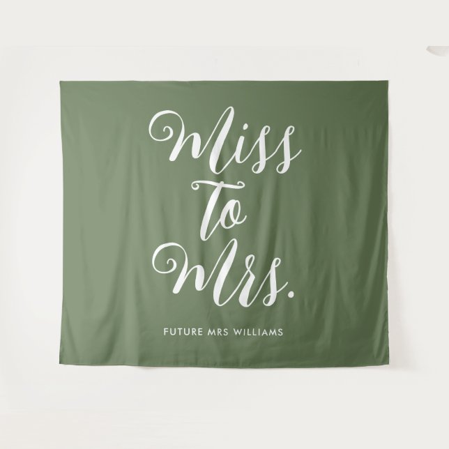 Miss to Mrs Banner Retro Modern Bachelorette Tapestry (Front (Horizontal))