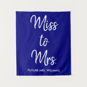 Miss to Mrs Banner Royal Blue Bridal Shower Photo Tapestry