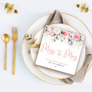 Miss To Mrs. Blush Floral Bridal Shower Napkin