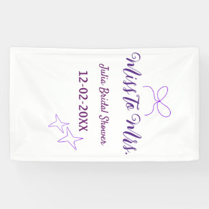 Miss to Mrs bow stars bridal shower stylish purple Banner