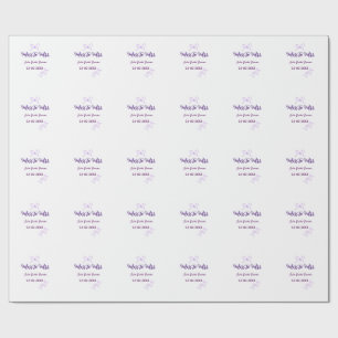 Miss to Mrs bow stars bridal shower stylish purple Wrapping Paper