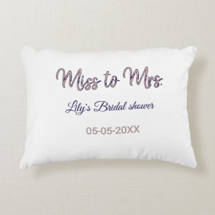 Miss to Mrs bridal shower add name date year bow Decorative Cushion