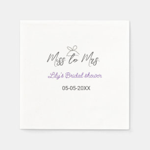 Miss to Mrs bridal shower add name date year bow Napkin