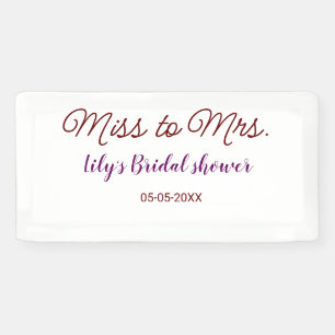 Miss to Mrs bridal shower add name date year simpl Banner