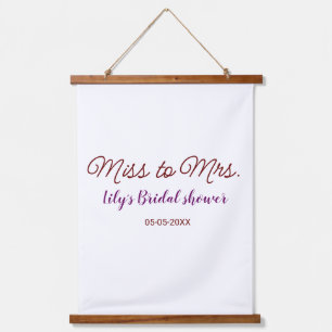 Miss to Mrs bridal shower add name date year simpl Hanging Tapestry