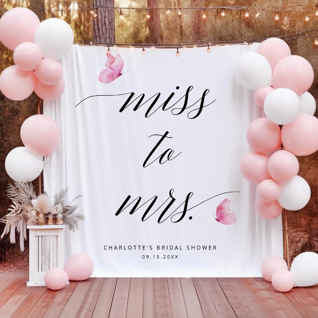 Miss To Mrs Bridal Shower Backdrop Tapestry (Creator Uploaded)