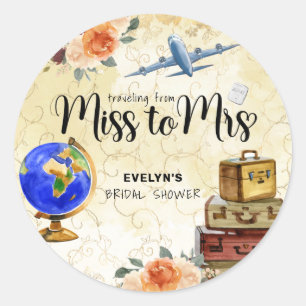 Miss to Mrs Bridal Shower Classic Round Sticker