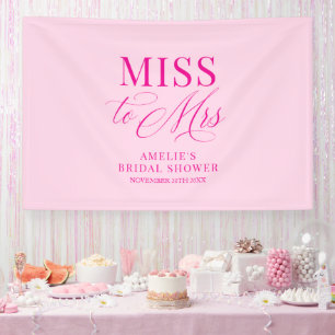 Miss to Mrs Bridal shower elegant pink backdrop Banner