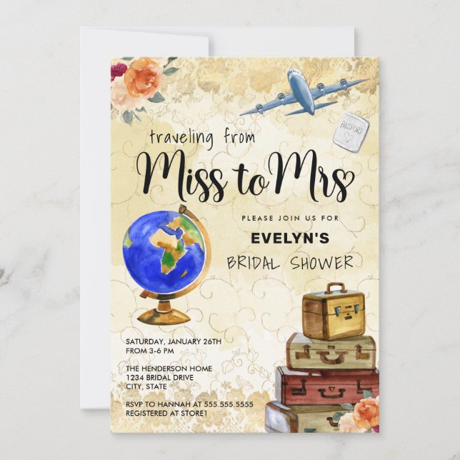Miss to Mrs Bridal Shower Invitation (Front)