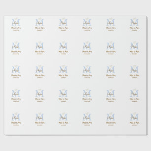 MISS TO MRS. BRIDAL SHOWER MONOGRAM HEART NAME WRAPPING PAPER