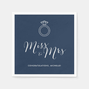 Miss to Mrs Bridal Shower Napkin   Navy Blue