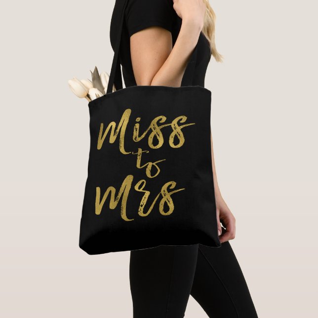 Miss to Mrs Bridal Shower Party Gold Foil Tote Bag (Close Up)