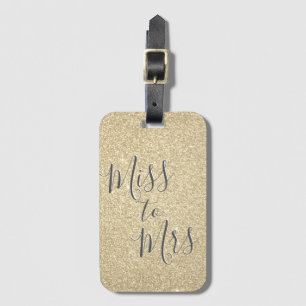 Miss to Mrs Bridal Shower Party Gold Sparkle Luggage Tag