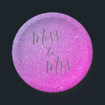 Miss to Mrs Bridal Shower Party Purple Glitter Paper Plate<br><div class="desc">From Miss to Mrs Bridal Shower or Bachelorette Party Pink and Purple Ombre Sparkle and Faux Glitter Paper Plates. Please contact designer for matching items.</div>