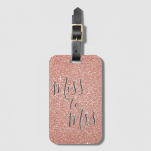 Miss to Mrs Bridal Shower Party Rose Gold Sparkle Luggage Tag
