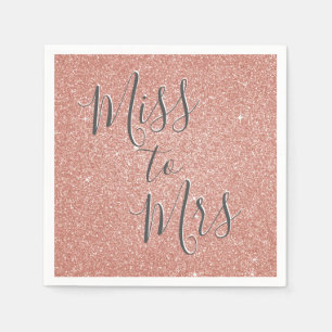 Miss to Mrs Bridal Shower Party Rose Gold Sparkle Napkin