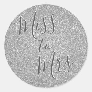 Miss to Mrs Bridal Shower Party Silver Sparkle Classic Round Sticker