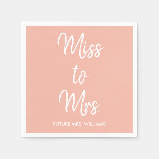 Miss to Mrs Bridal Shower Peach Bachelorette Party Napkin (Front)