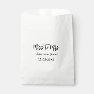 Miss to Mrs bridal shower stylish simple add name Favour Bag