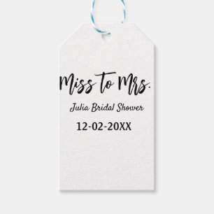 Miss to Mrs bridal shower stylish simple add name  Gift Tags