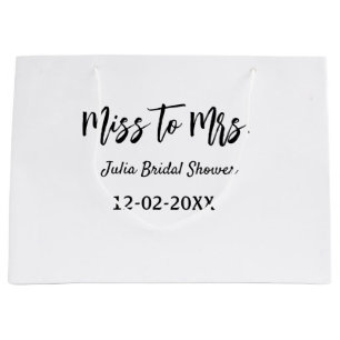 Miss to Mrs bridal shower stylish simple add name Large Gift Bag