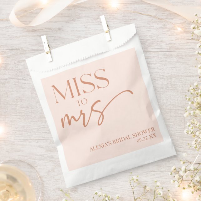 Miss To Mrs Brown Tan Boho Bohemian Bridal Shower Favour Bag (Clipped)