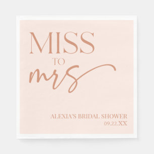 Miss To Mrs Brown Tan Boho Bohemian Bridal Shower Napkin