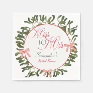 Miss to Mrs. Coquette Mistletoe Bridal Shower Napkin