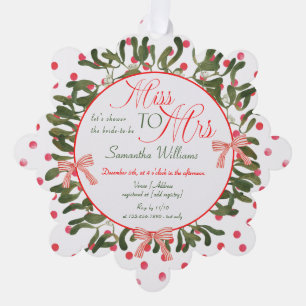 Miss to Mrs. Coquette Mistletoe Bridal Shower  Tree Decoration Card