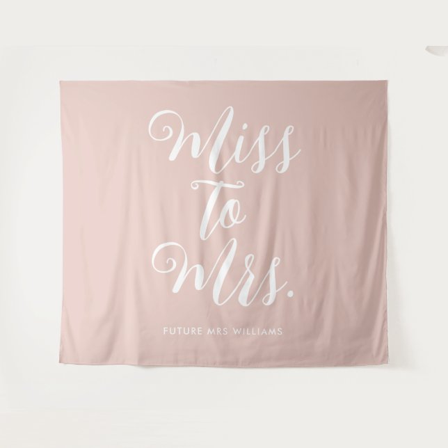 Miss to Mrs Cute Blush Pink Romantic Bachelorette Tapestry (Front (Horizontal))