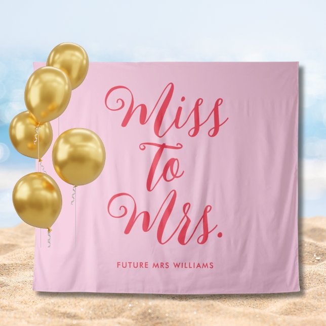 Miss to Mrs Cute Bright Pink and red Bachelorette Tapestry (Miss to Mrs Cute Bright Pink and red Bachelorette Banner Bridal Shower Tapestry)