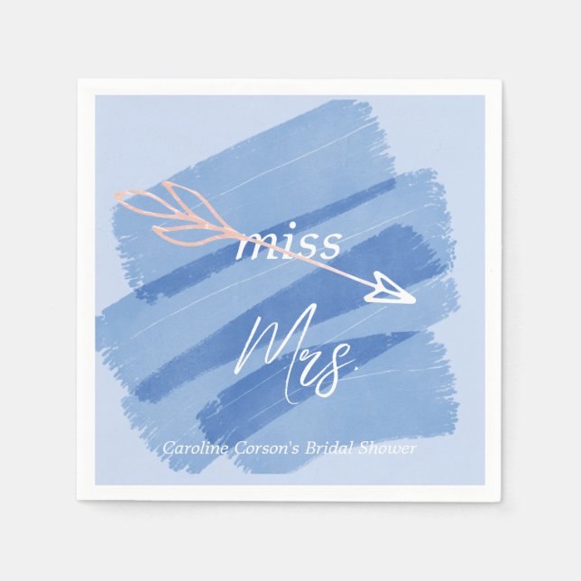 Miss to Mrs Dusky Blue Paint Swash Napkin (Front)