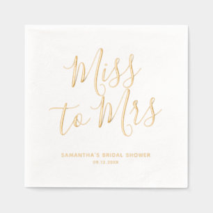 Miss to Mrs Elegant Boho Chic Bridal Shower Foil Napkins