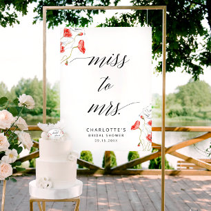 Miss To Mrs Elegant Calligraphy Bridal Shower Sign
