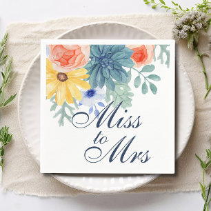 Miss To Mrs Floral Succulent Macaron Bridal Shower Napkin