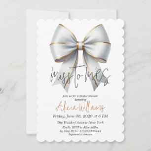 Miss to MRS Gold White Bow Bridal Shower Invitation