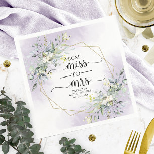 Miss to Mrs Greenery Geometric Bridal Shower Napkin