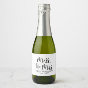 Miss To Mrs Mini Sparkling Wine Bottle Label