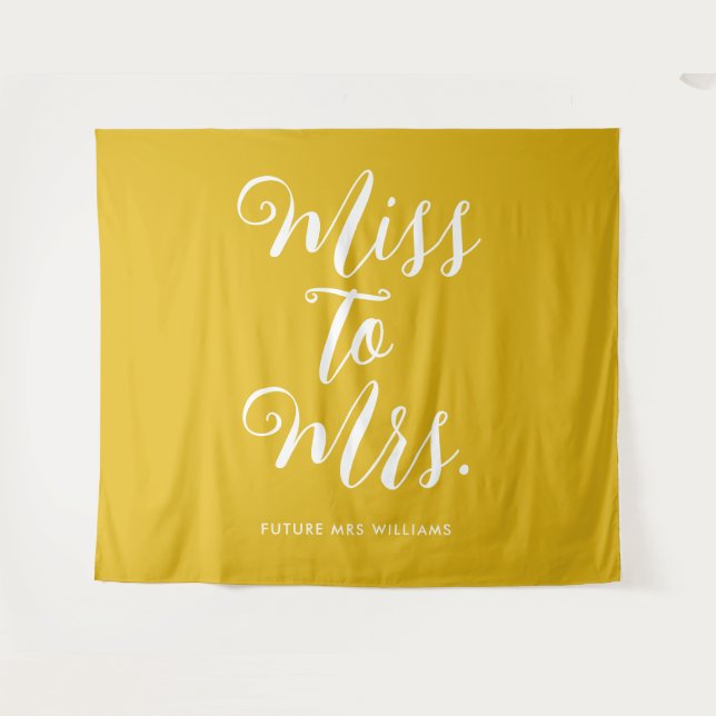 Miss to Mrs Minimal Retro Simple Gold Bachelorette Tapestry (Front (Horizontal))