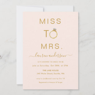 Miss to Mrs. Modern blush Bridal shower Invitation