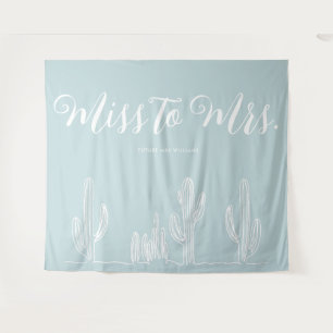 Miss to Mrs Modern Boho Cactus Blue Bachelorette Tapestry